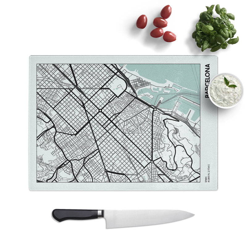 Map Barcelona Spain Chopping Board, 20cm W x 28.5cm L