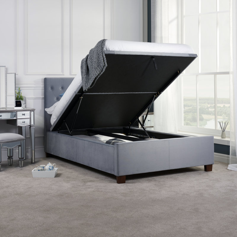 Shawn Upholstered Ottoman Bed, Double (4'6), Grey