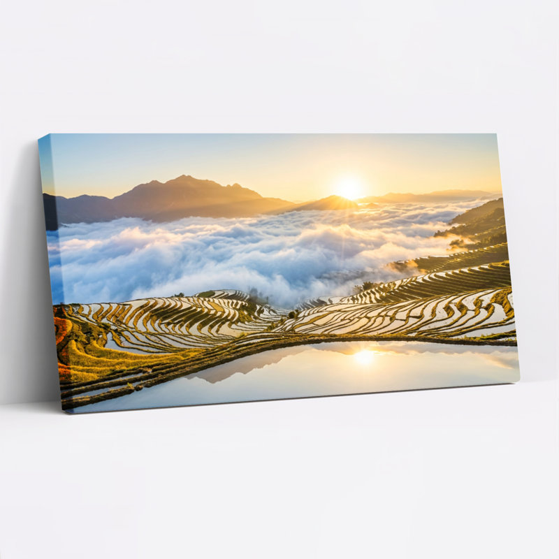 Ensemble de 1 tableau sur toile « Nuages ​​au lever du soleil », 32“W x 16”H, Wrapped Canvas