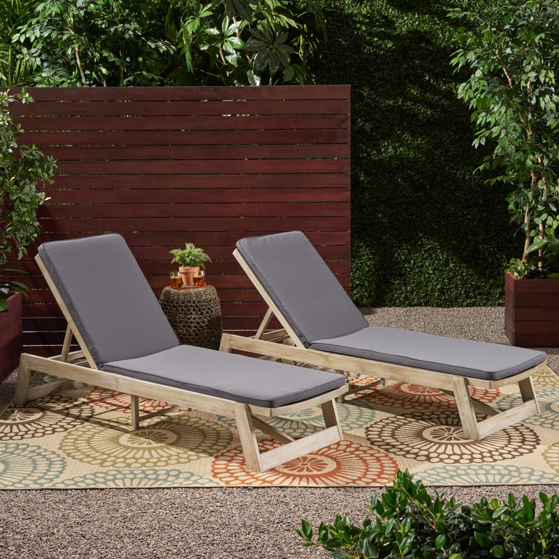 Chaise longue inclinable avec coussin Vinita, Gris foncé, Gris clair, 2