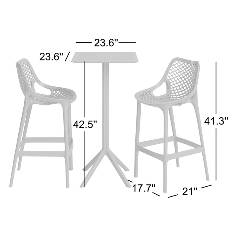 Ensemble repas pour 2 personnes avec table carrée Asherton, Taupe