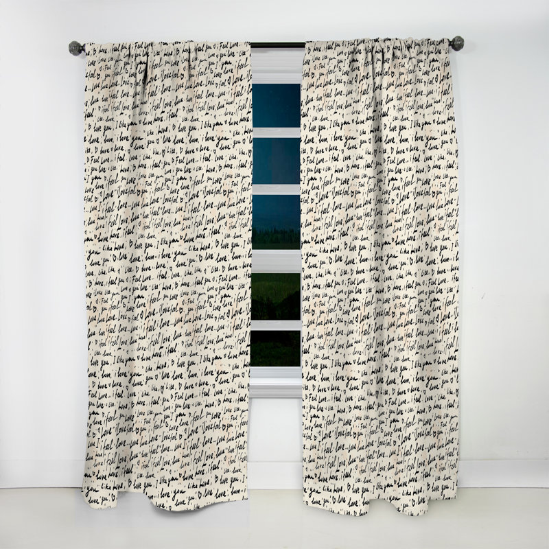 I feel LOVE Text Pattern - Abstract Eclectic Blackout Curtain Single Panel, 52" W x 90" L