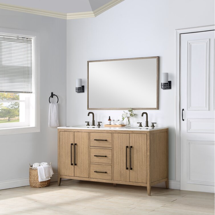 Alsup 60 Double Bathroom Vanity Set Mercury Row Base Finish: Wire Brushed Oak