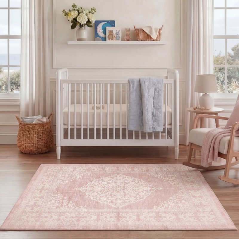Tapis lavable à la machine Finley, Rose / crème, 3 pi x 5 pi