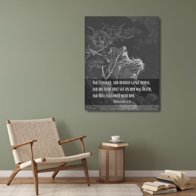 ArtsyQuotes Canvas Art: Bible Verse Quote Revelation 6:8, Gustave Dore, Death on a Pale Horse