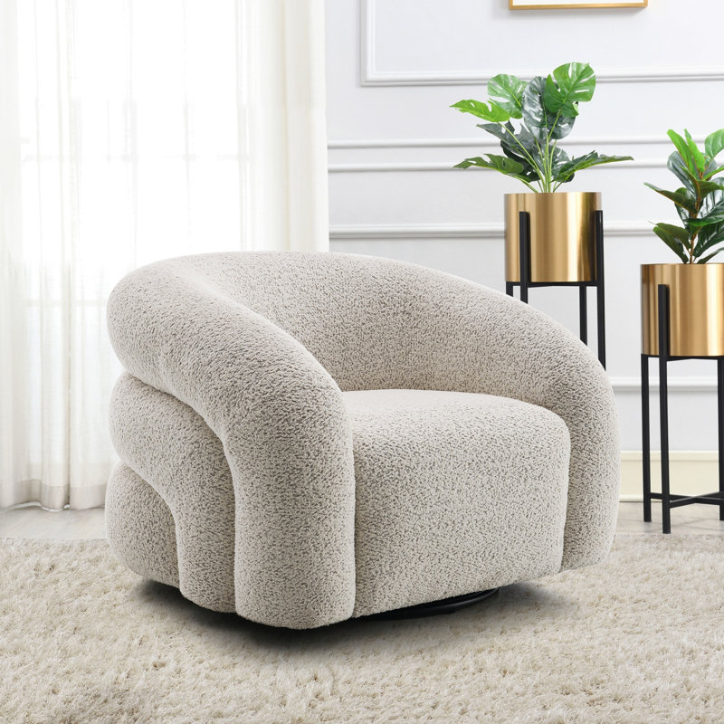 Fauteuil bouclé gris Irma avec pivot