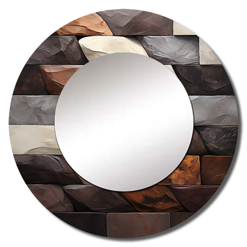 Bean Stone Collage I - miroir mural en pierre unique Geode, 23 po x 23 po