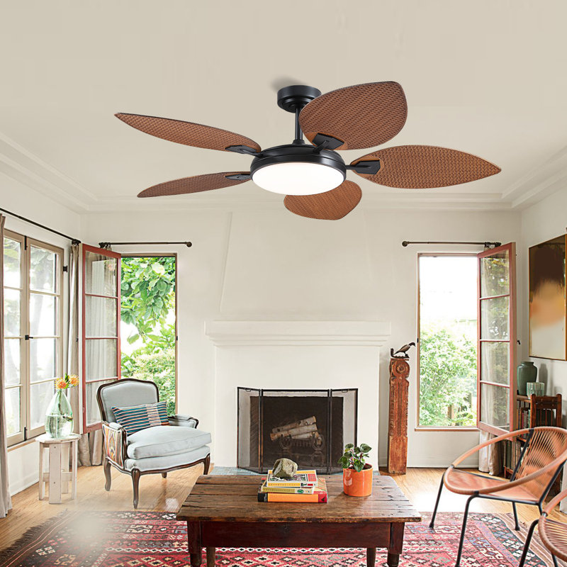 Ventilateurs de plafond 52 po imperméables avec lumières à distance brun foncé