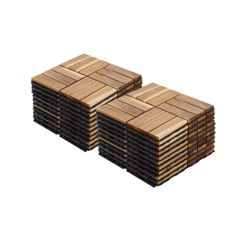 Carreaux de terrasse en bois d'acacia, Naturel