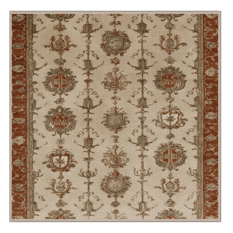Tapis brun français lavable à la machine, Carré 6 pi