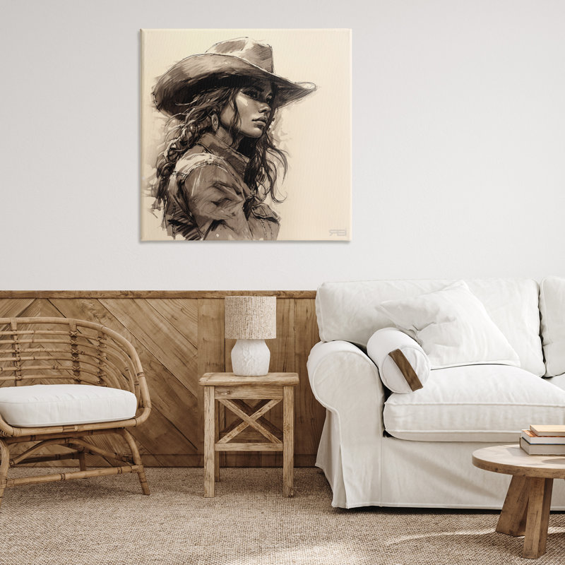 Art mural sur toile Stoic Cowgirl, H 36 po x l 36 po