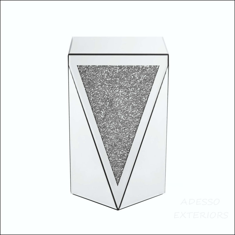 Table basse inversée à miroir triangulaire avec incrustation de diamant en cristal