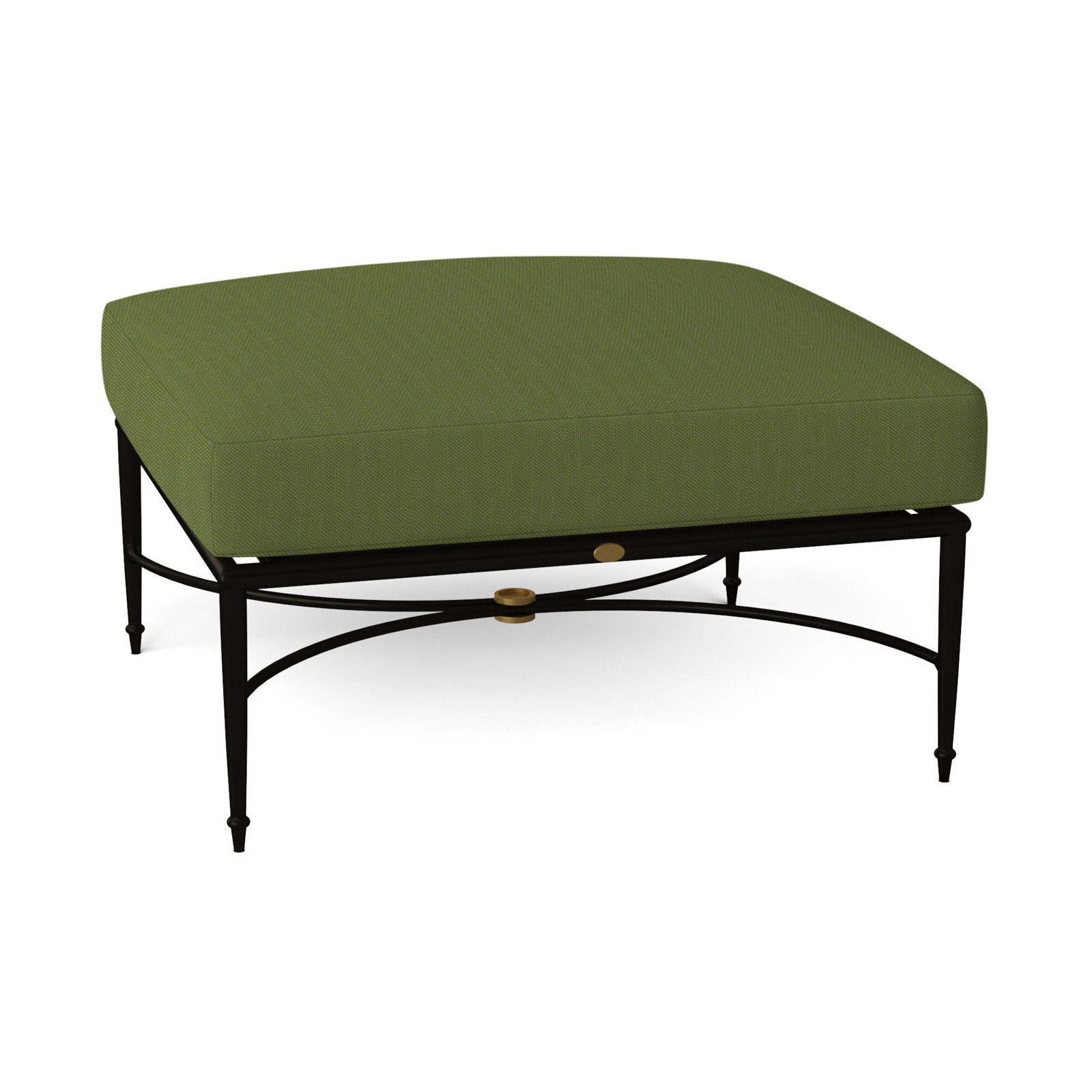 Roma Sunbrella® Patio Footstool, No Welt, Linen Forest