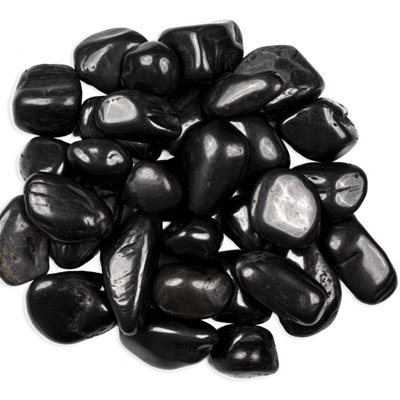 Rivora Nero Polished Quartzite Landscaping Pebbles, 1-2 in. (55 Bags, 40 lbs/Bag)