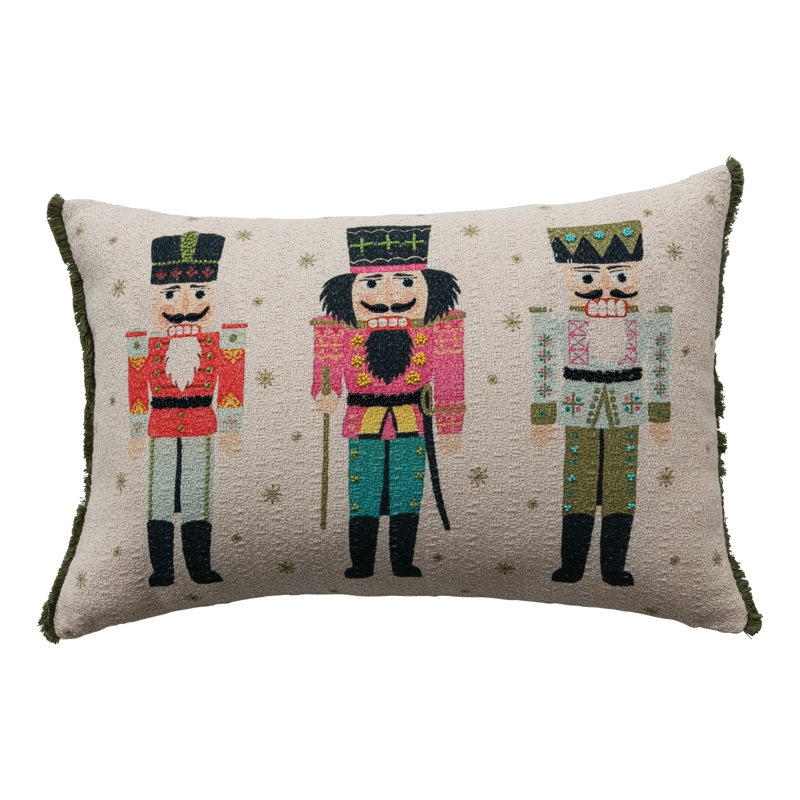 Coussin lombaire à imprimé flammé de coton avec casse-noisettes