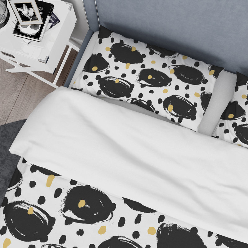 Ensemble de housse de couette monochrome V Mid-Century, Housse de couette très grand + 2 taies décoratives