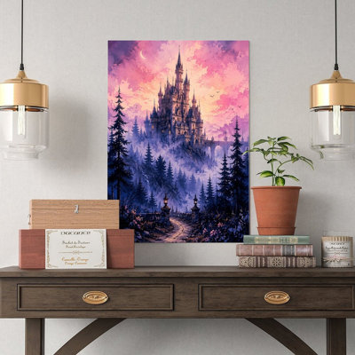 Canvas Wall Art Mystical Castle At Sunset Fantasy Art Print Vintage Poster Print Home Decor
