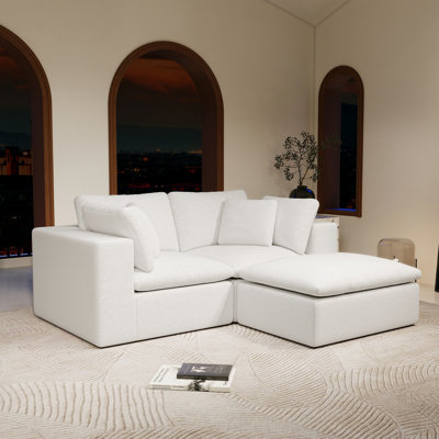 Canapé modulaire rembourré en velours côtelé 78,8 po x 68,9 po 78,8 x 68,9 po, blanc, sans assemblage, pour la maison