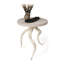 Polished Inner Horn End Table with Cream Cow Hide Top