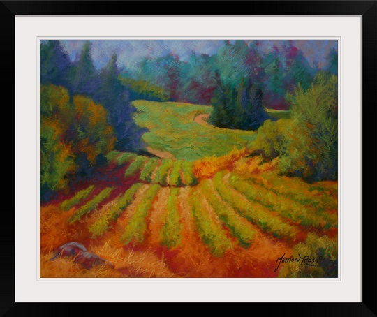 «Yokum Vineyard» par Marion Rose, reproduction d'art encadrée, H 31 po x l 37 po x P 1 po, Imprimé à cadre noir