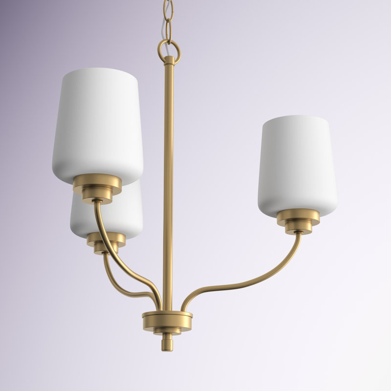 Lustre classique / traditionnel à 3 lumières Windom, Laiton satiné, Non