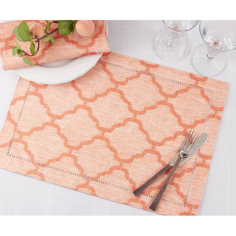 Marrakesh Collection Polyester Geometric Rectangle Napkin, Orange