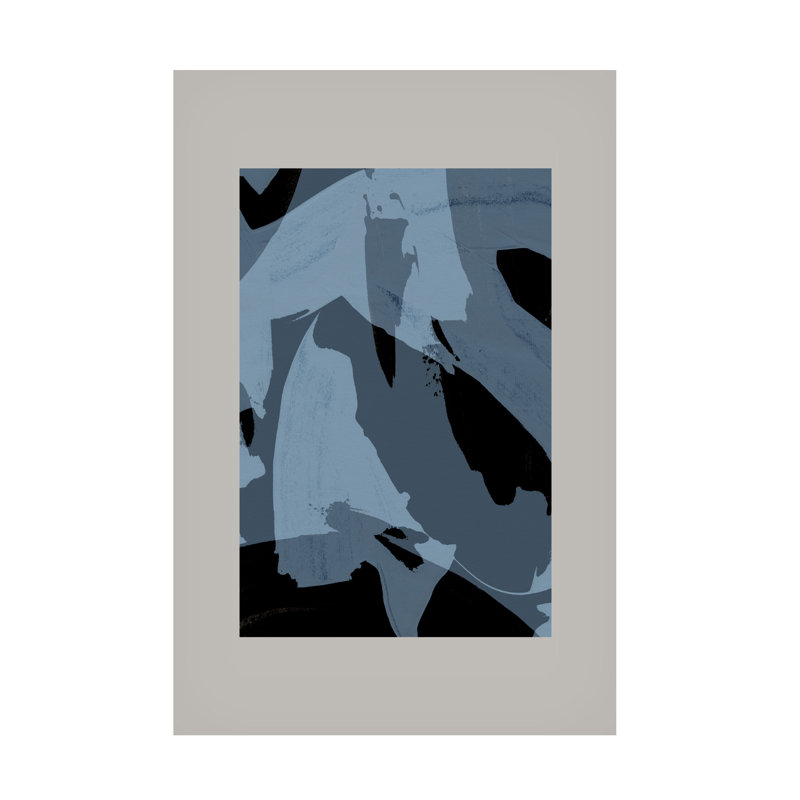 Art sur toile jais, coups de pinceau abstraits, années 60, H 32 po x l 22 po