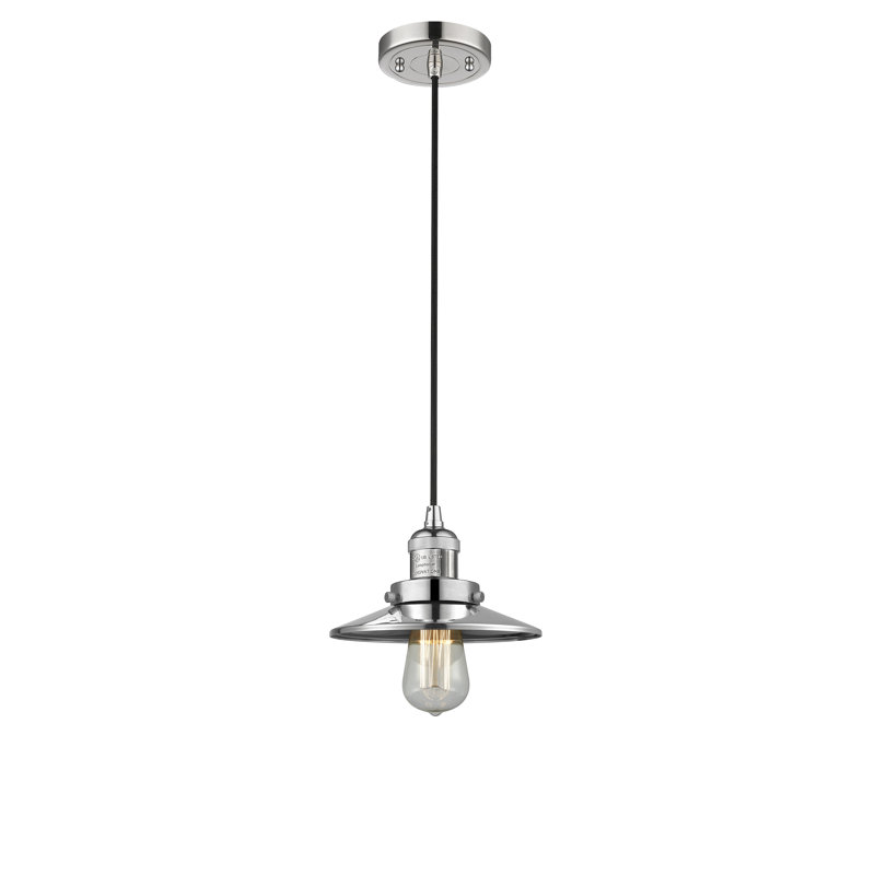 Luminaire suspendu conique à 1 lumière Gault, Ampoule DEL 6 watts Vinage, Nickel poli, Nickel poli