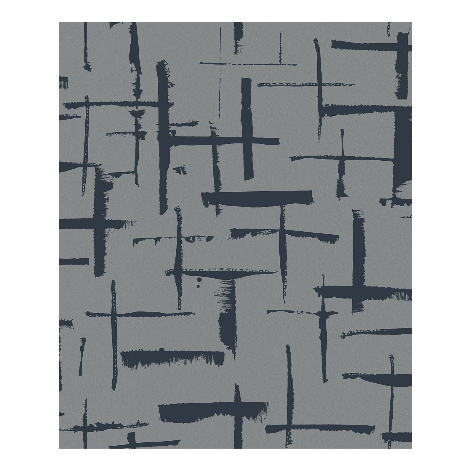 Niseko Modern Abstract Wallpaper, Metallic Silver Melody
