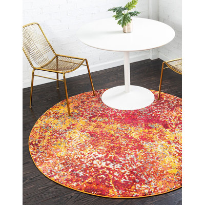 Tapis à motif abstrait rouge / jaune / rose Shirey