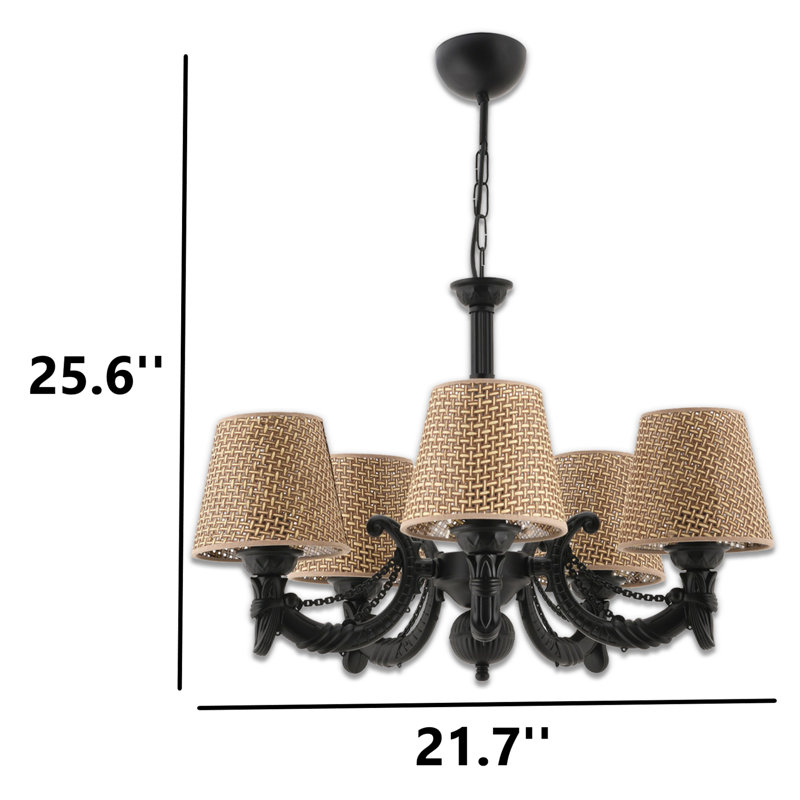 Lustre classique / traditionnel 5 lumières, Noir, Brun