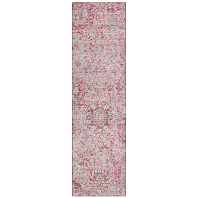 Geneva Pink Washable Indoor-Outdoor Rug - , 2'3" x 7'6"