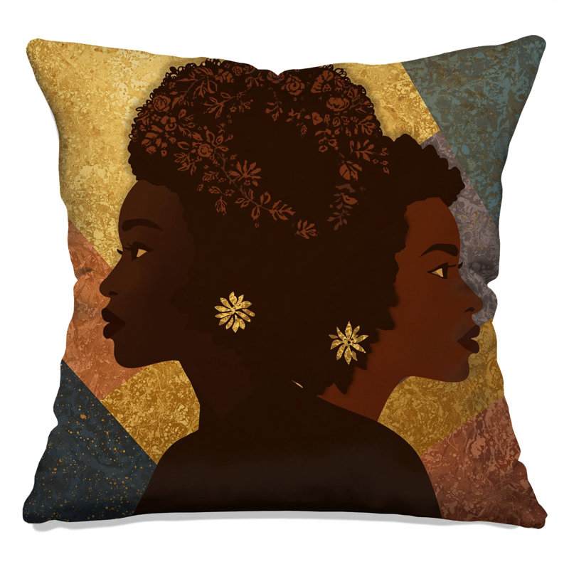 Coussins floraux Silhouettes de cheveux à double face, 26 x 26 inches