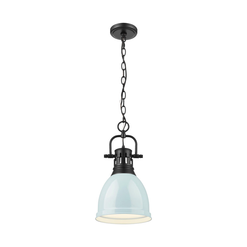 Luminaire suspendu unique à 1 lumière Alethia sans accents de matériau secondaire ou d'accent, Écume de mer, Noir mat