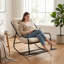 Chaise berçante d'intérieur / d'extérieur avec accoudoirs courbés, chaise berçante d'appoint à coussin épais pour le salon, la chambre à coucher, le balcon, le porche-2091139930