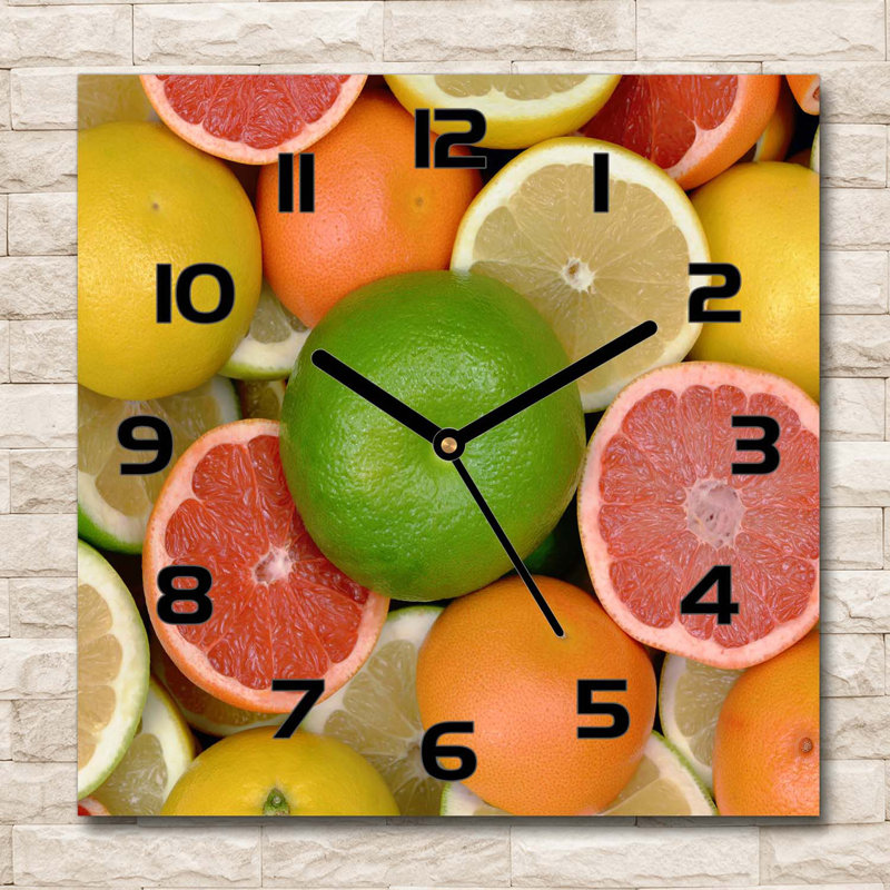Glass Wall Clock, Black/Pink/Orange/Yellow