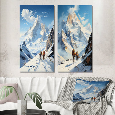 French Mountain Alps Chill - Mountains Wall Art Living Room Set Of 2