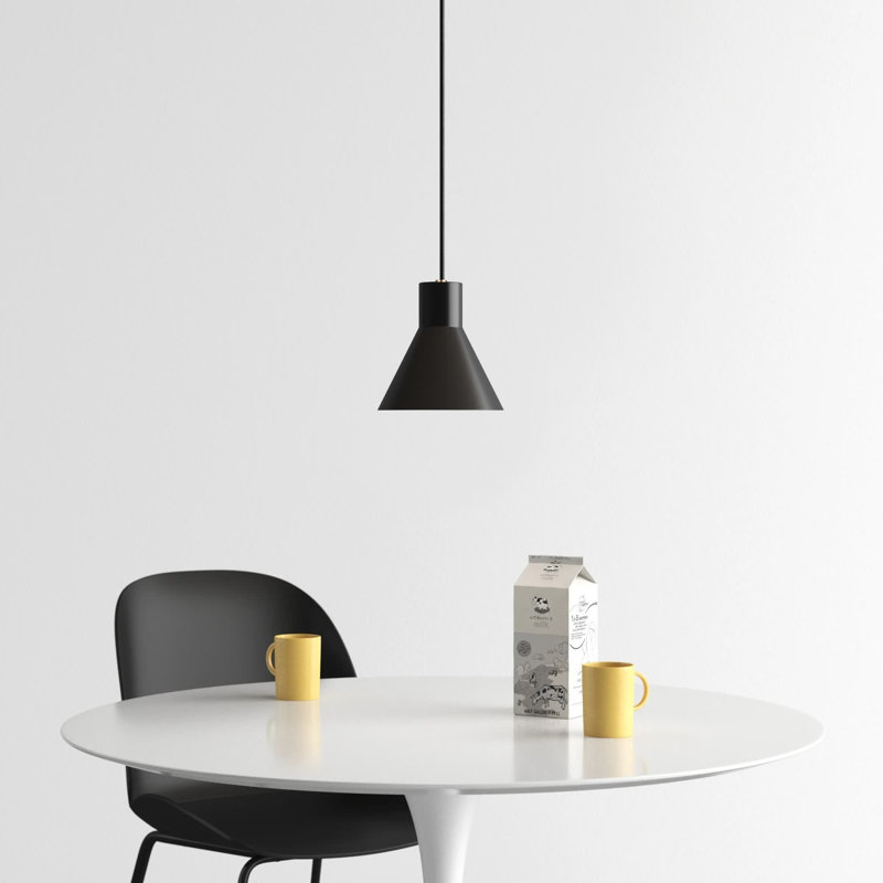 Black and Satin Brass Adjustable Single Light Pendant
