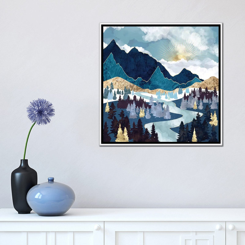 Valley Sunrise - impression d'art graphique, 18" H x 18" W x 1.5'' D, Aucun mat, Toile blanche encadrée