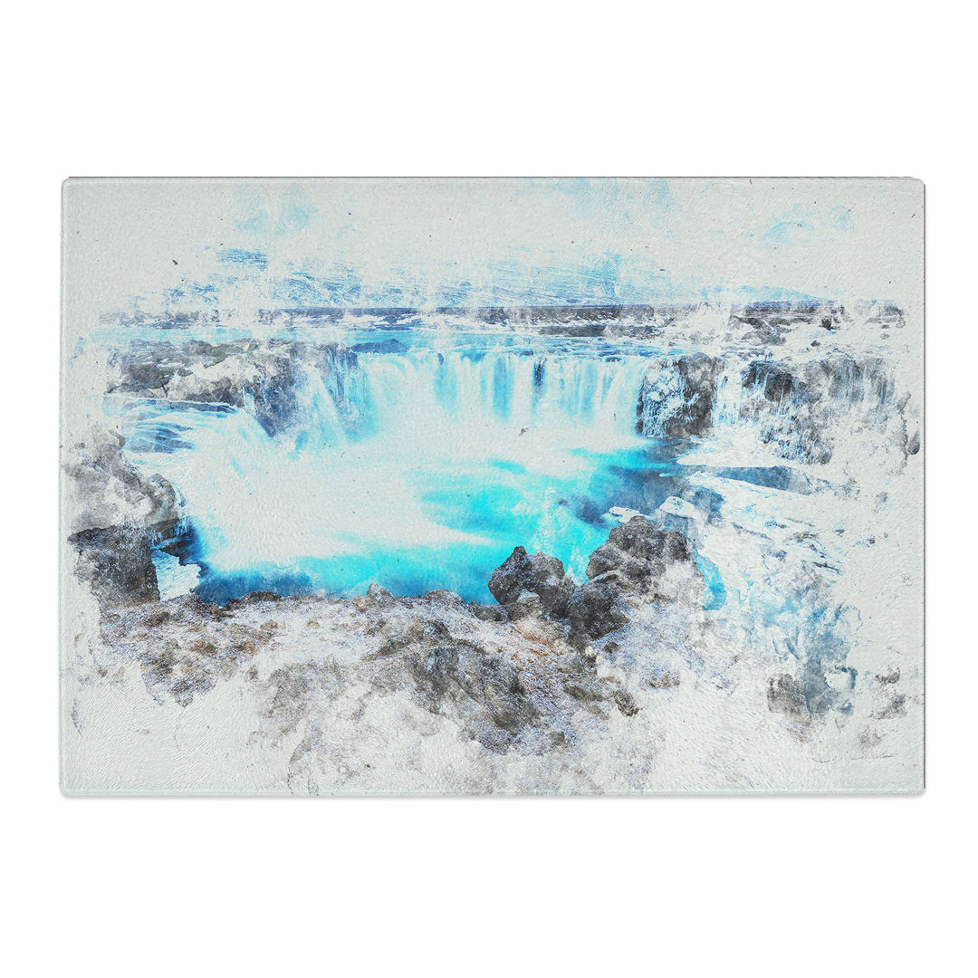 Tempered Glass Godafoss Waterfall in Iceland Chopping Board