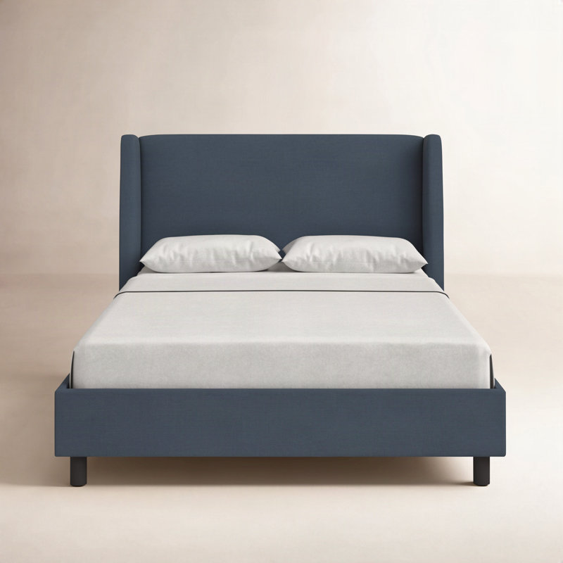 Tilly Upholstered Low Profile Platform Bed, Twin, Classic Navy Linen