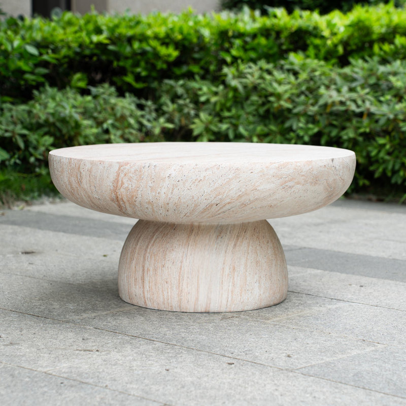 Table ronde 27,55 "avec base piédestal, Imitation marbre