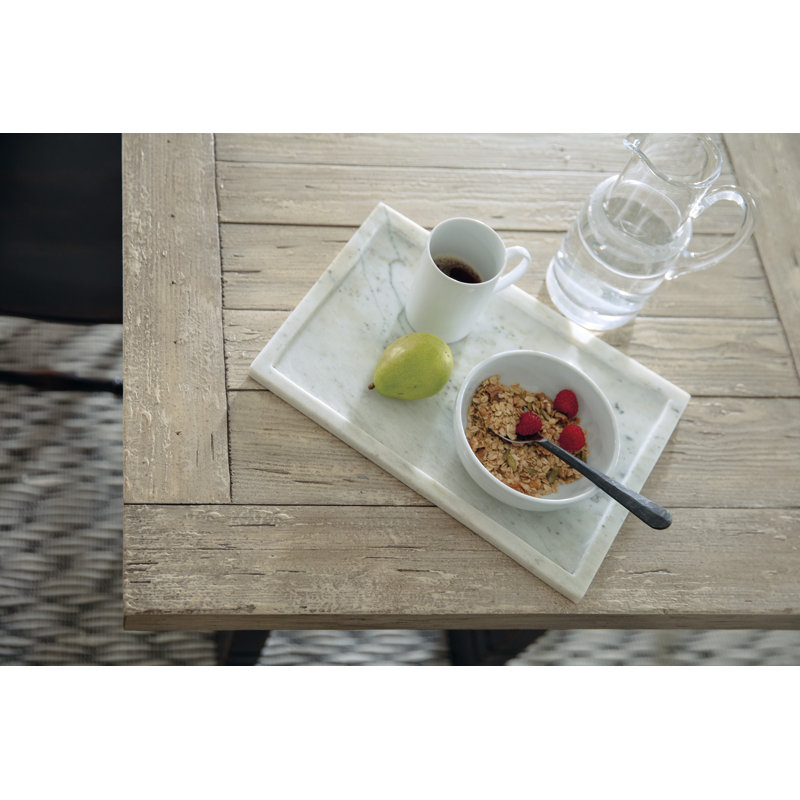 CiaoBella Dining Table, Flaky White Top/Black Base