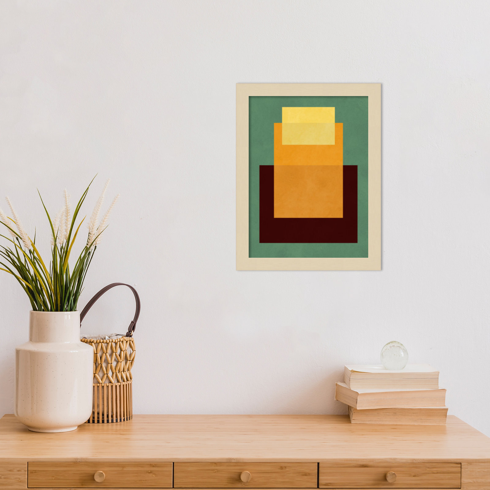 Overlapping Geometry 10 Print, Green/Orange, Brown, 13" H x 10" W