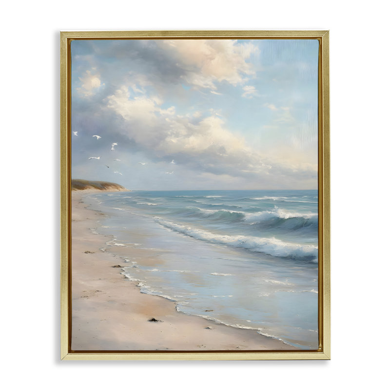 Cadre flottant «Where Seagulls Fly View Beach», conception par Franklyn Gregory, H 31 po x l 25 po