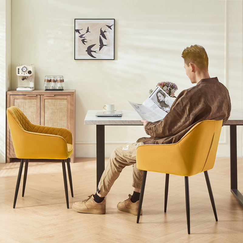 Mumtaj Velvet Upholstered Armchair, Yellow