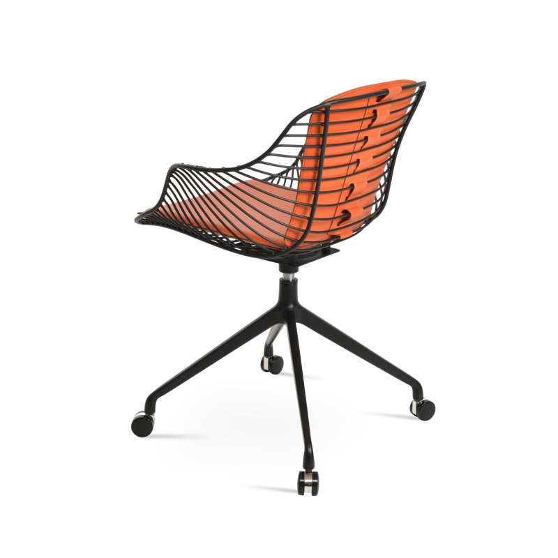 Fauteuil pivotant avec roulettes Zebra Spider, Noir, Orange