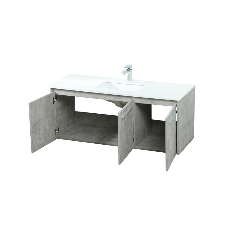 Ensemble de meuble-lavabo simple mural 48 "Penn, Gris béton