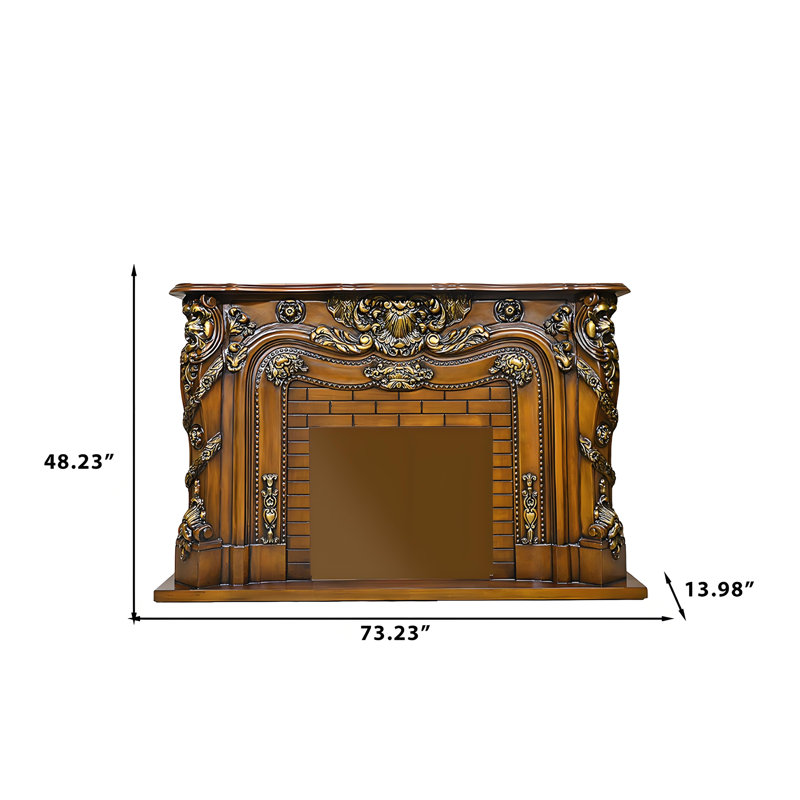 Manteau de cheminée 73,23 "en bois massif brun, Brun