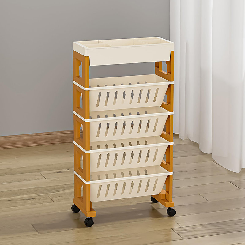 5 Tier Book Rack Storage Bookshelf Rolling Book Cart